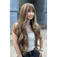 Длинный парик с челкой LC 1026 оттенка холодного мокко-блонд с мелированием Длинный парик с челкой LC 1026 оттенка холодного мокко-блонд с мелированием