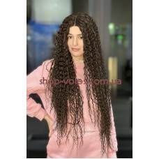Парик на сетке длинный кудрявый Lace Wig Curl тон F5-6A коричневый