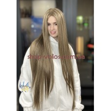 Перука на сітці мелірована русява довга Lace Wig Super Straight тон P4-10-16 термостійка