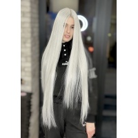 Перука на сітці біло-сіра довга Lace Wig Super Straight тон 60 термостійка Перука на сітці біло-сіра довга Lace Wig Super Straight тон 60 термостійка