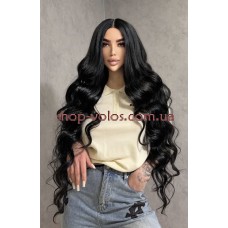 Парик на сетке длинный Lace Wig Gabbi тон 1B черный мягкий 