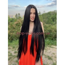 Парик на сетке черный длинный Lace Wig Super Straight тон 1B термостойкий