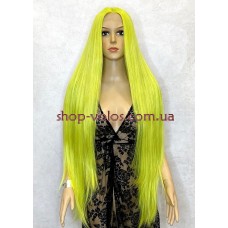 Перука на сітці лимонна довга Lace Wig Super Straight тон LEMON термостійка