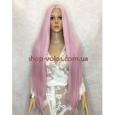 Парик на сетке розовый длинный Lace Wig Super Straight тон Pink термостойкий