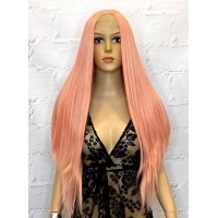 Парик на сетке розовое золото длинный Lace Wig № 2358 тон orange pink термостойкий