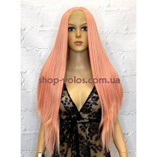 Парик на сетке розовое золото длинный Lace Wig № 2358 тон orange pink термостойкий