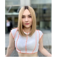 Перука на сітці бронзовий блонд каре Lace Wig MOMO № 6-23 омбре термостійка Перука на сітці бронзовий блонд каре Lace Wig MOMO № 6-23 омбре термостійка