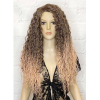 Перука на сітці рожево-коричнева довга Lace Wig POLY тон ROSE GOLD омбре термостойкий Перука на сітці рожево-коричнева довга Lace Wig POLY тон ROSE GOLD омбре термостойкий