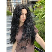 Перука на сітці чорна довга Lace Wig Bess тон 1B термостійка