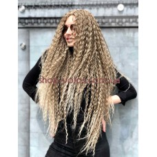 Перука на сітці світло-русявий блонд довга Lace Wig Curl тон 12/613 омбре термостійка